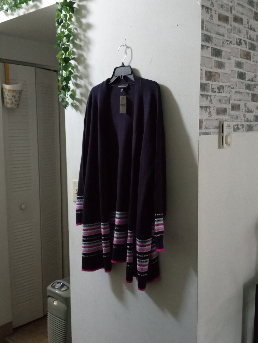 Lane Bryant Navy pen-Front Cardigan with Pink and Multicolor Trim NWT 22/24